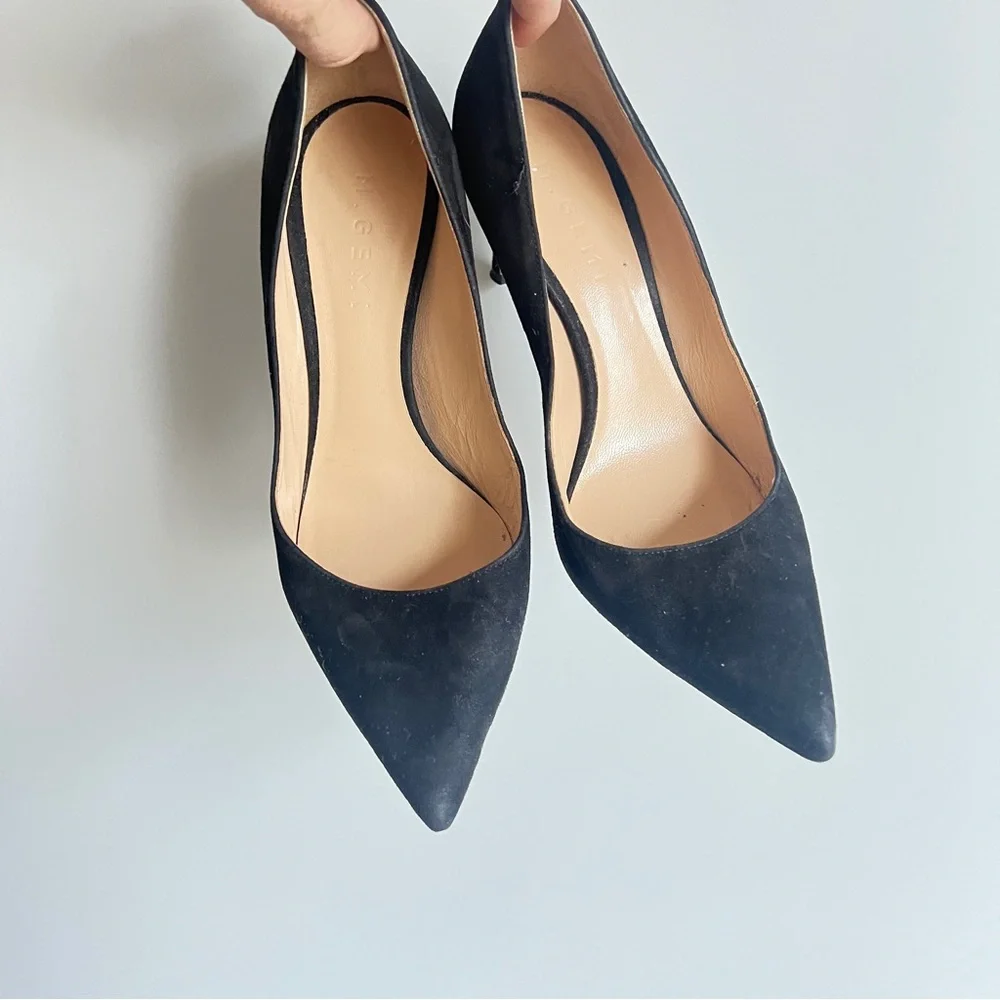 M. Gemi The Esatto 70mm Black Suede Leather Stiletto Heels Size EU 37
